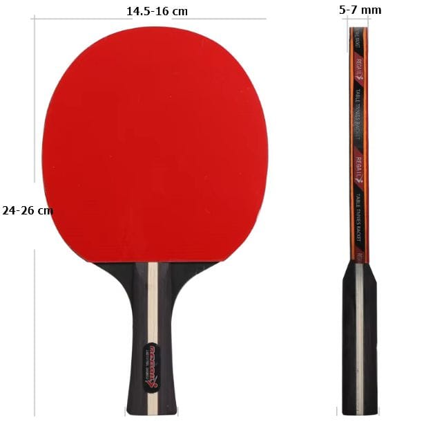 ابعاد استاندارد راکت پینگ پنگ
