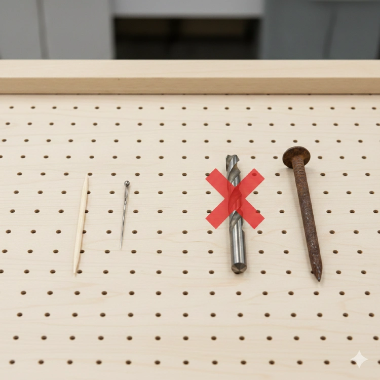 مقایسه ابزار مناسب و نامناسب برای تمیز کردن سوراخ‌های میز ایرهاکی؛ استفاده از سوزن و خلال دندان در مقابل میخ و مته